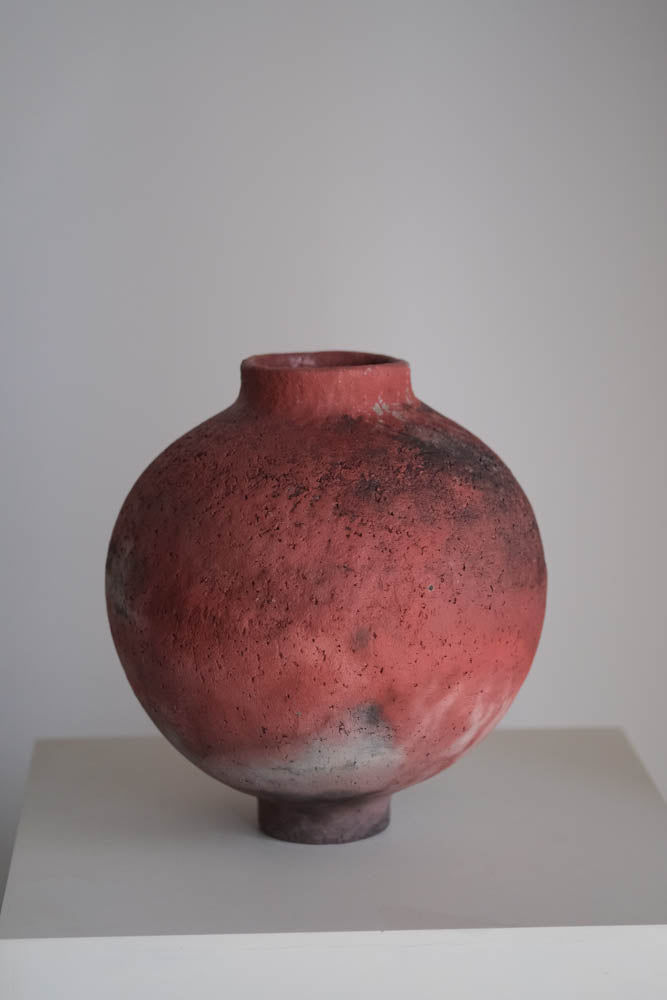 Pit-Fired Red Ash Ceramic Vessel by Chen Long – Contemporary Ceramic Art | EmberArte