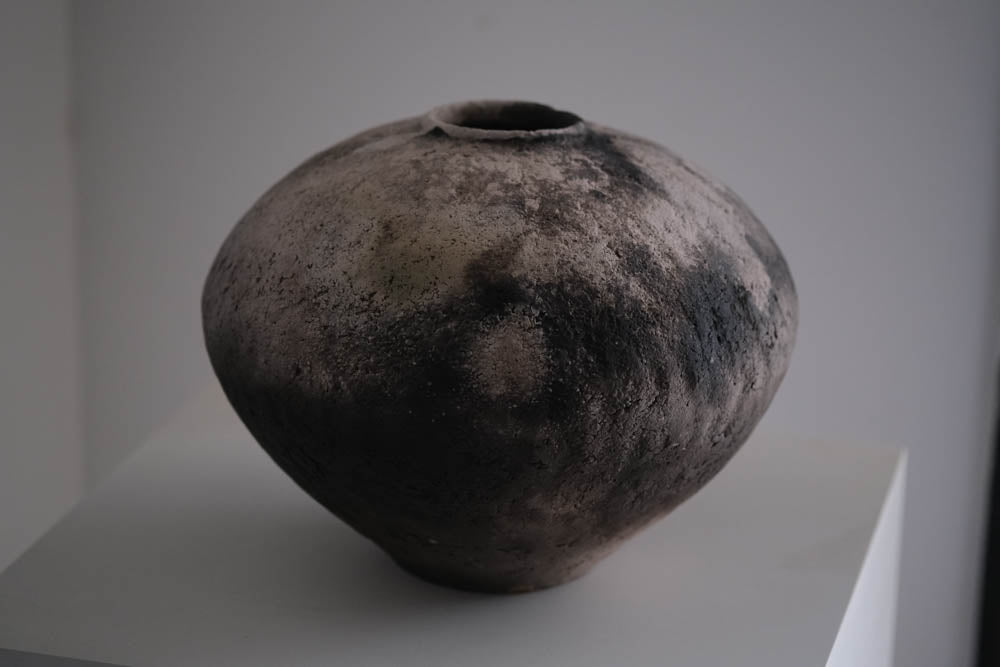 Pit-Fired Ceramic Globular Flower Vessel by Chen Long – Contemporary Ceramic Art | EmberArte
