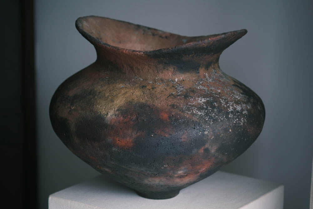 Pit-Fired Ceramic Flower Vessel by Chen Long – Contemporary Ceramic Art | EmberArte