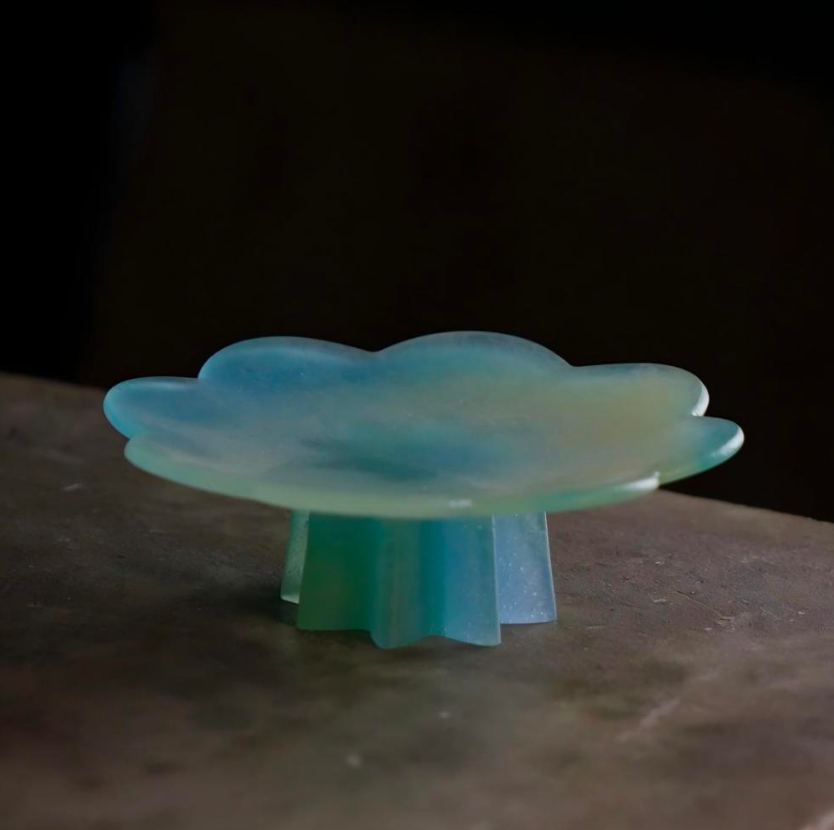 Liuli Floral Incense Tray by Wang Quan – Contemporary Glass Art | EmberArte