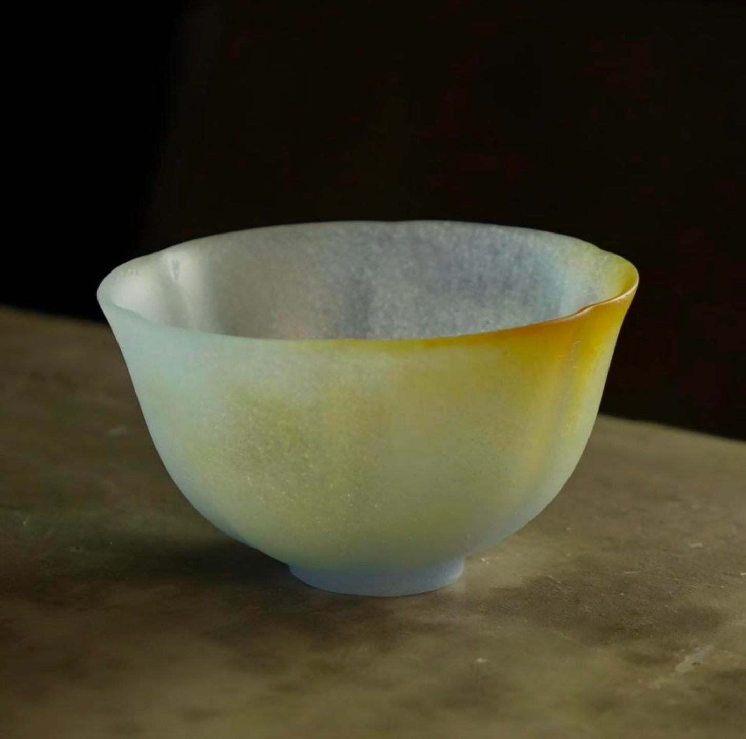 Liuli  Floral-Rim Large Cup by Wang Quan – Contemporary Glass Art | EmberArte