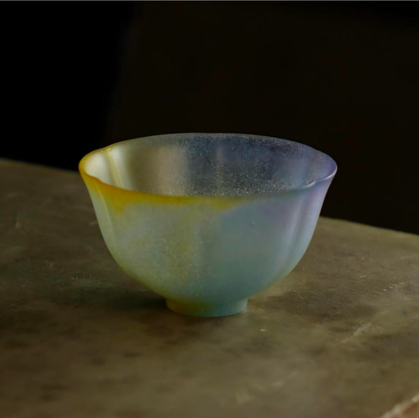 Liuli  Floral-Rim Large Cup by Wang Quan – Contemporary Glass Art | EmberArte